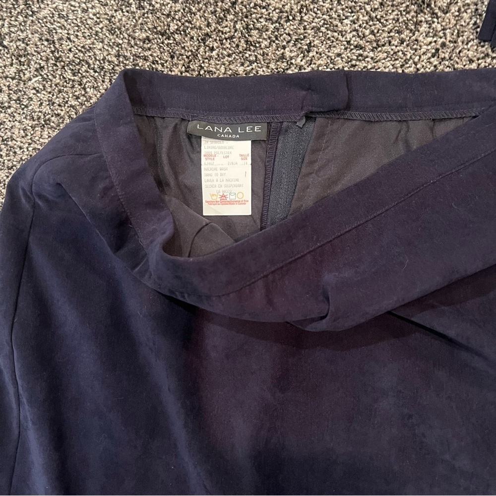 Vintage LANA LEE 3 Pce Suede-Like Dark Blue Suit Set | Size 14 - Picture 12 of 15